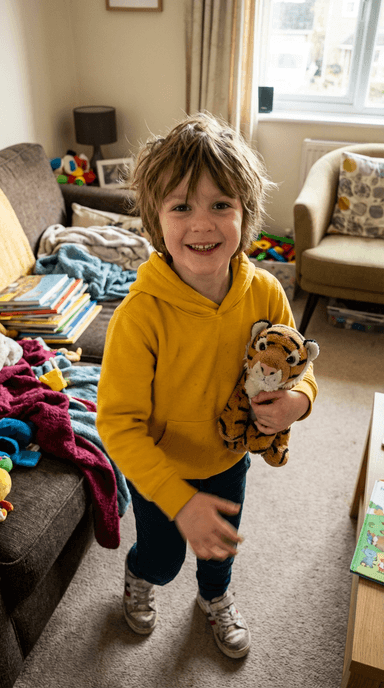 Everyday phone photo of son, uploaded before his AI family photoshoot